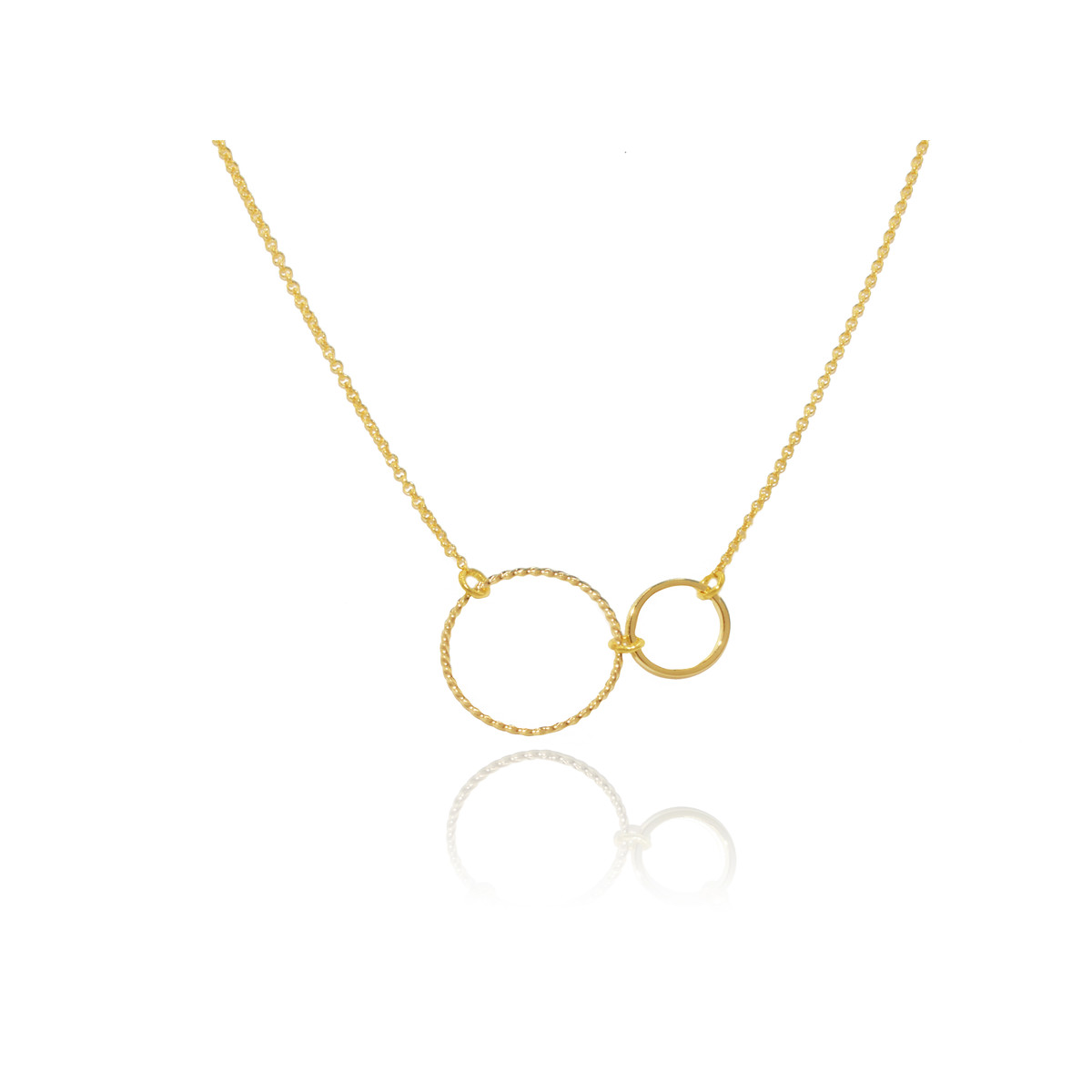 Collier  chaîne double anneaux -doré à l 'or fin