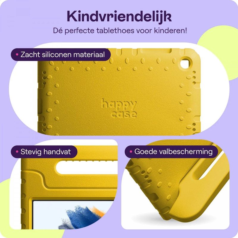 HappyCase Samsung Galaxy Tab A8 Kinder Tablethoes met Handvat Geel