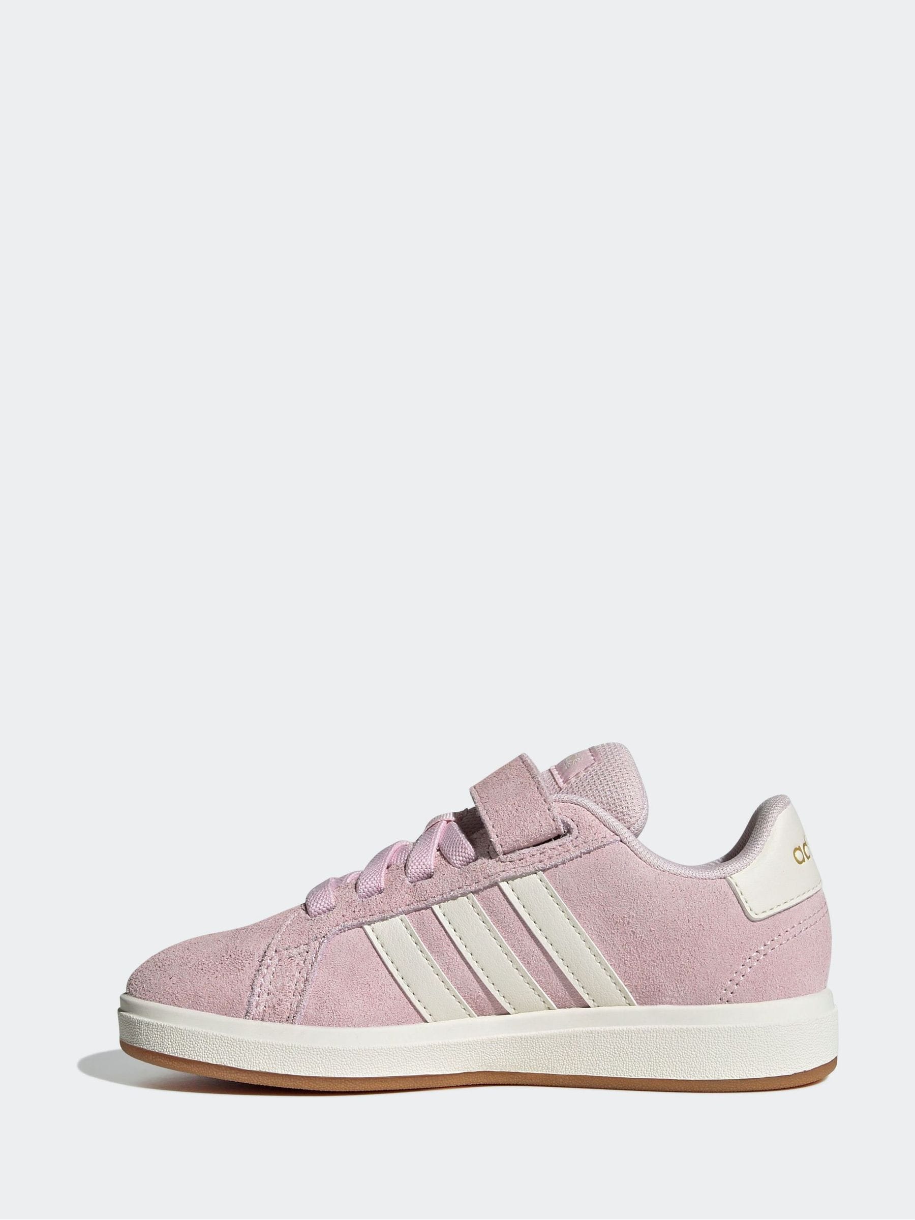 Roze - adidas Grand Court 00suède kindersneakers met elastische veters
