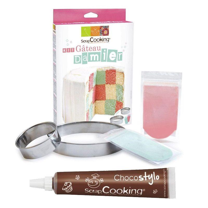Kit gâteau damier + 1 Stylo chocolat Scrapcooking
