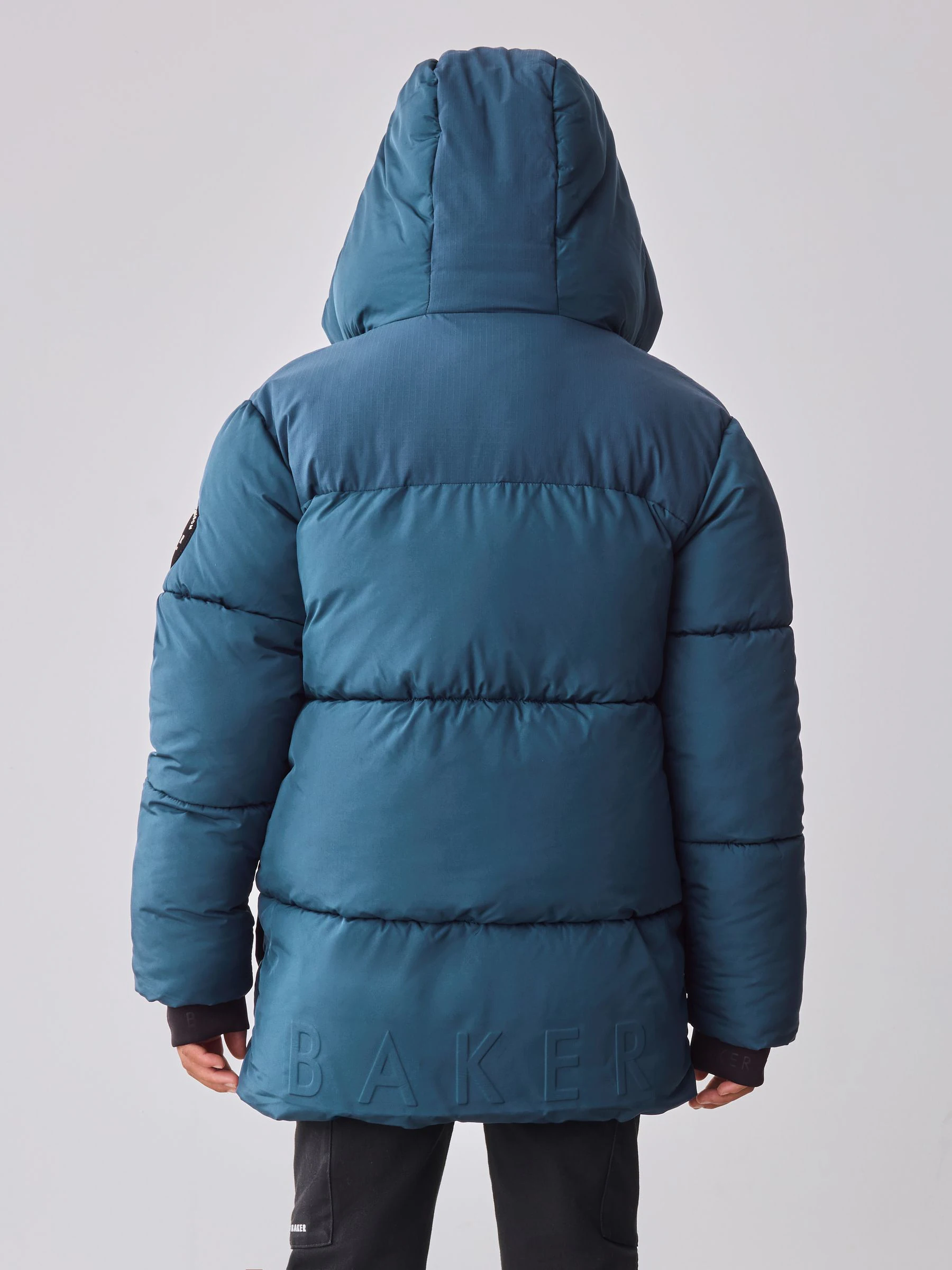 Baker by Ted Baker - Blauwe, halflange, gewatteerde en waterafstotende jas