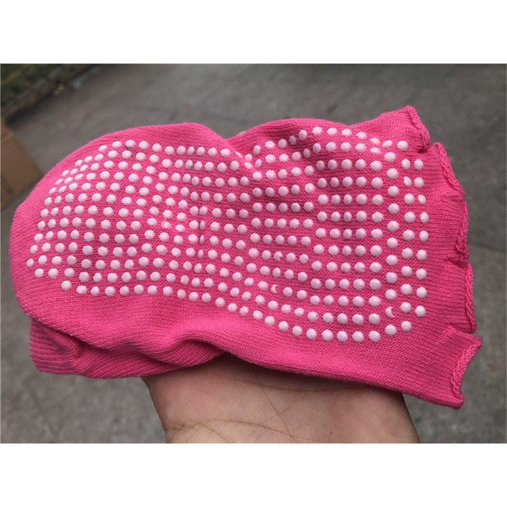 (1 Paar) Anti Rutsch Pilates Yoga Zehfreie Sport Socken Füsslinge (One Size) - Pink