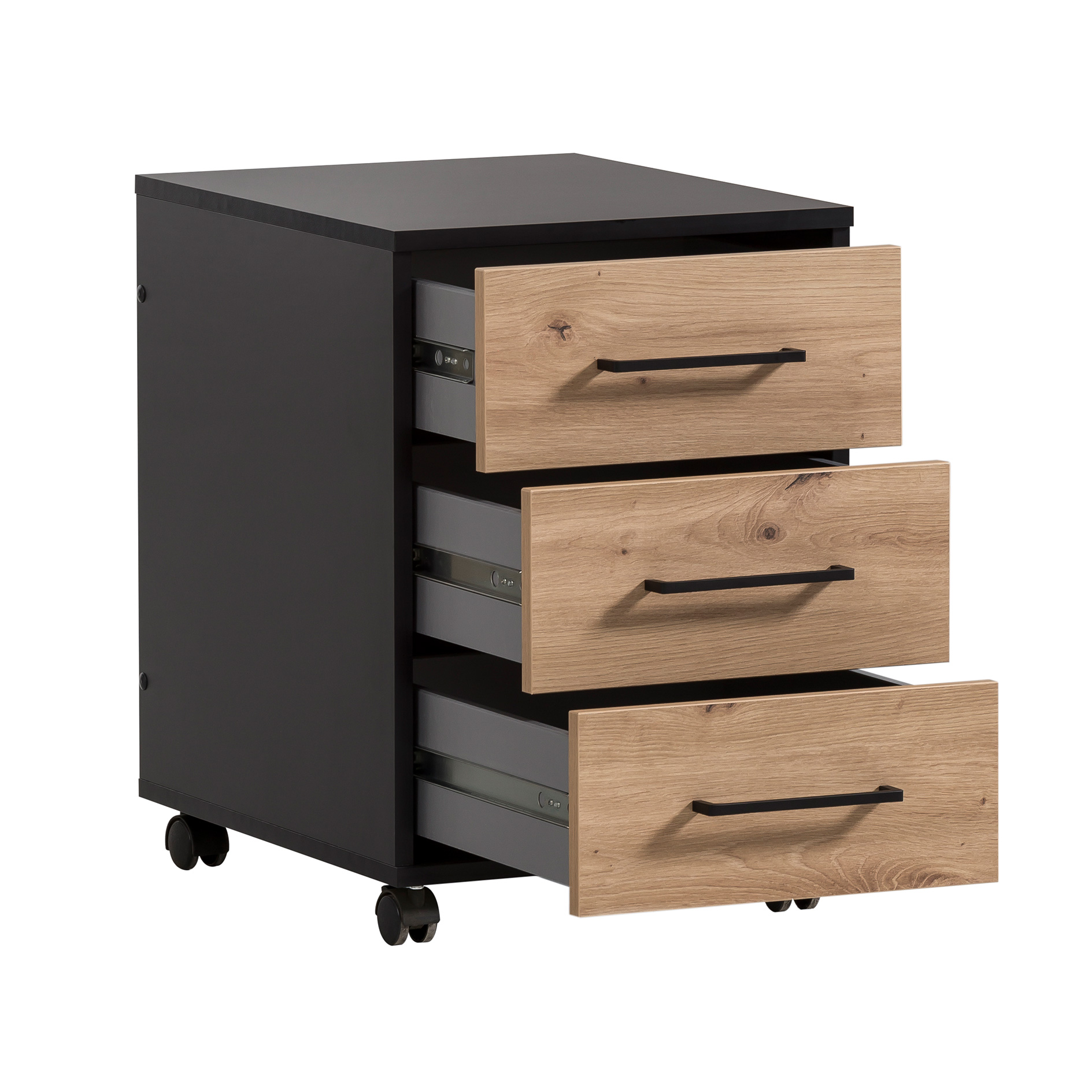Rollcontainer - schwarz matt - Artisan Eiche - 40 cm