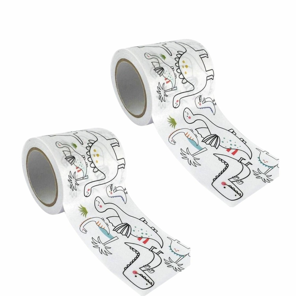 2 masking tapes larges à colorier 4,6 cm x 5 m - dinosaures