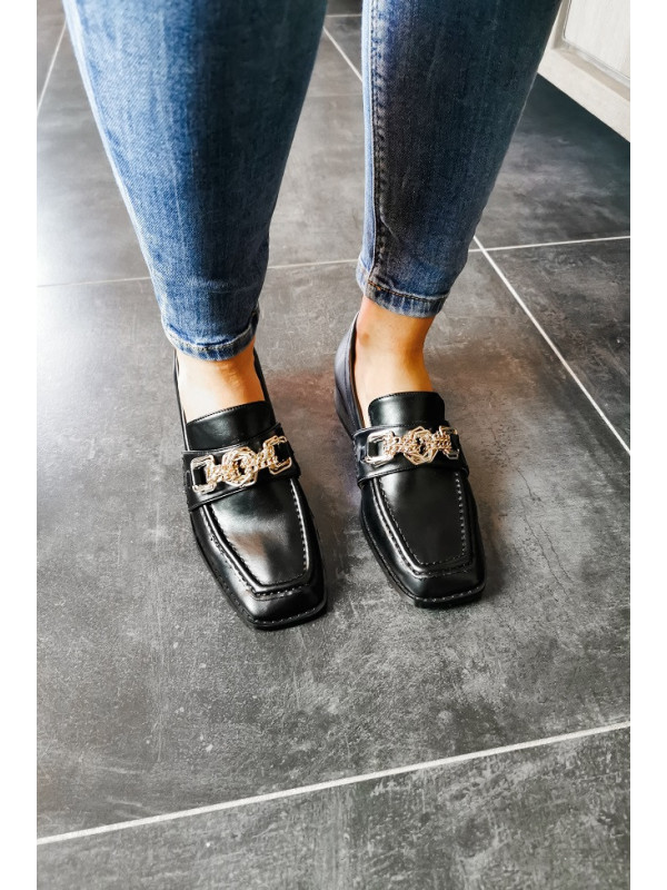 Mocassins Noirs chaine dorée - Vanessa Wu