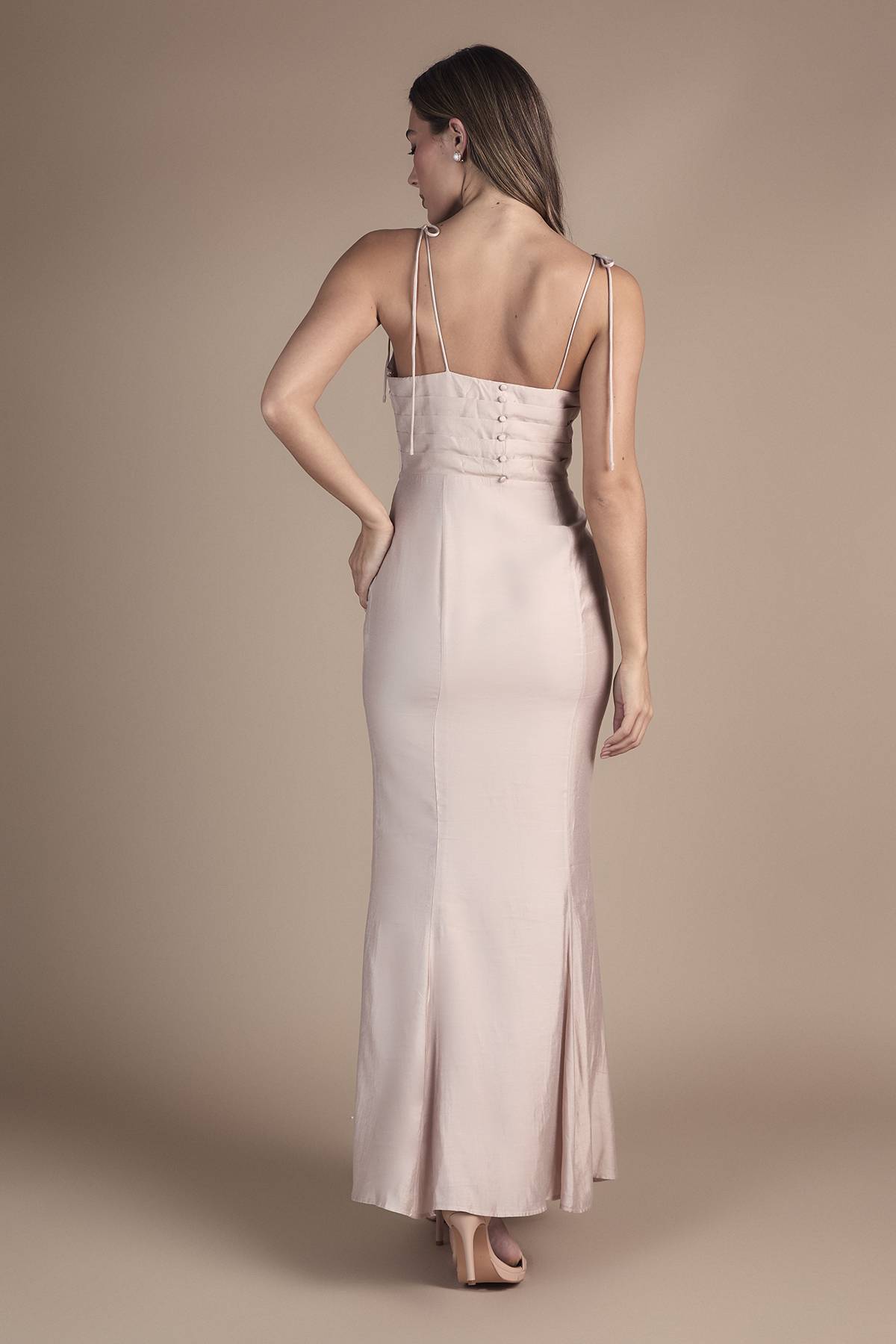 Coast Robe de Demoiselle d'Honneur en Satin à Col Bénitier et Bretelles