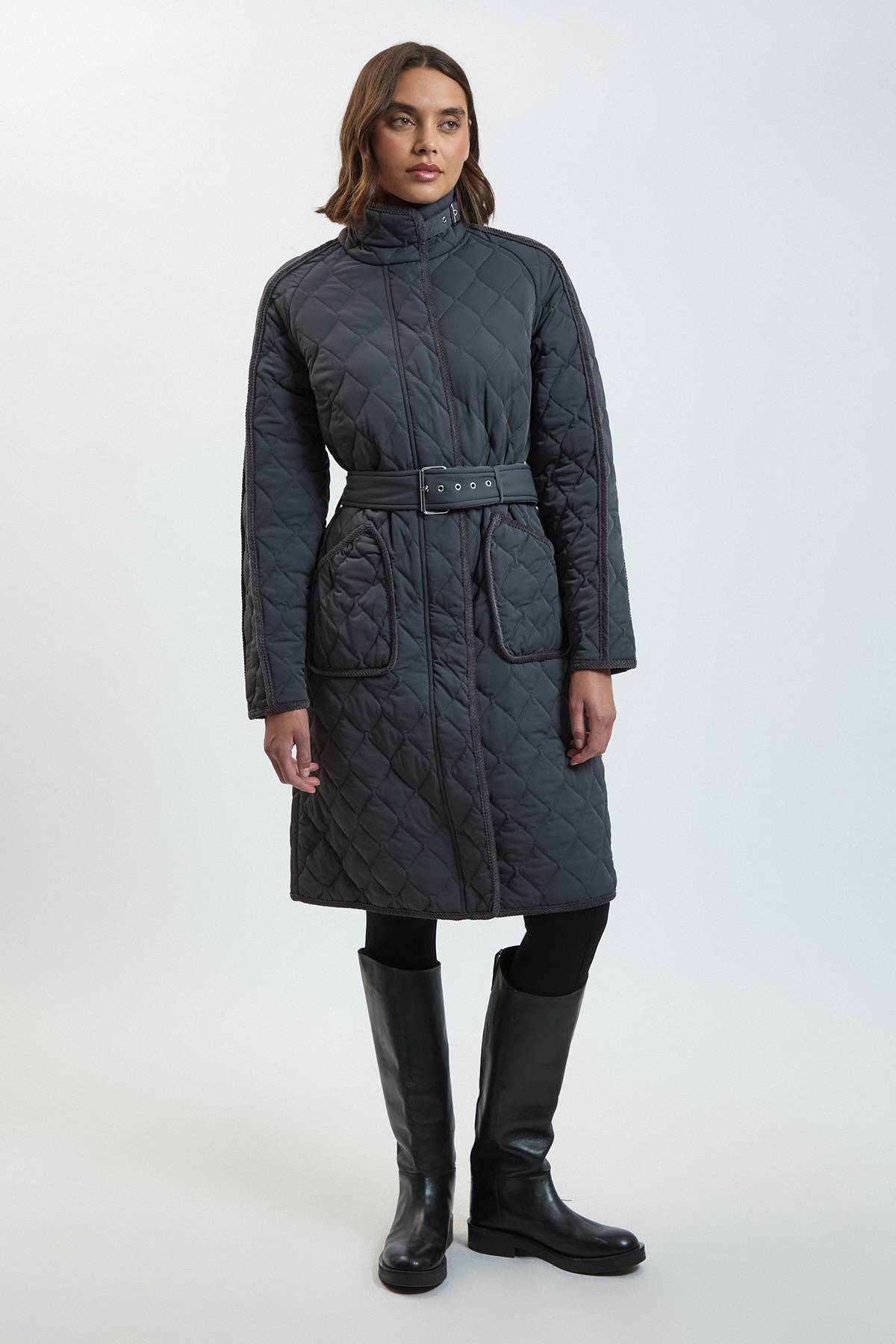 KarenMillen Manteau Long Matelassé À Liseré Petite