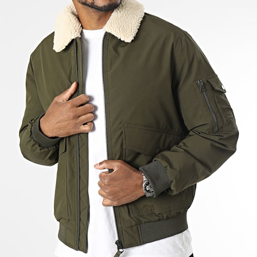 Veste Bomber Col Mouton Clipper Vert Kaki
