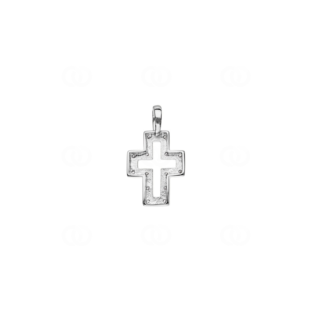 Kreuzanhänger 750/18 K Weissgold mit Diamanten 0.09 ct H/si