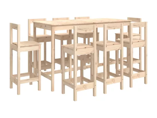 Ensemble de bar 9 pcs Bois de pin massif