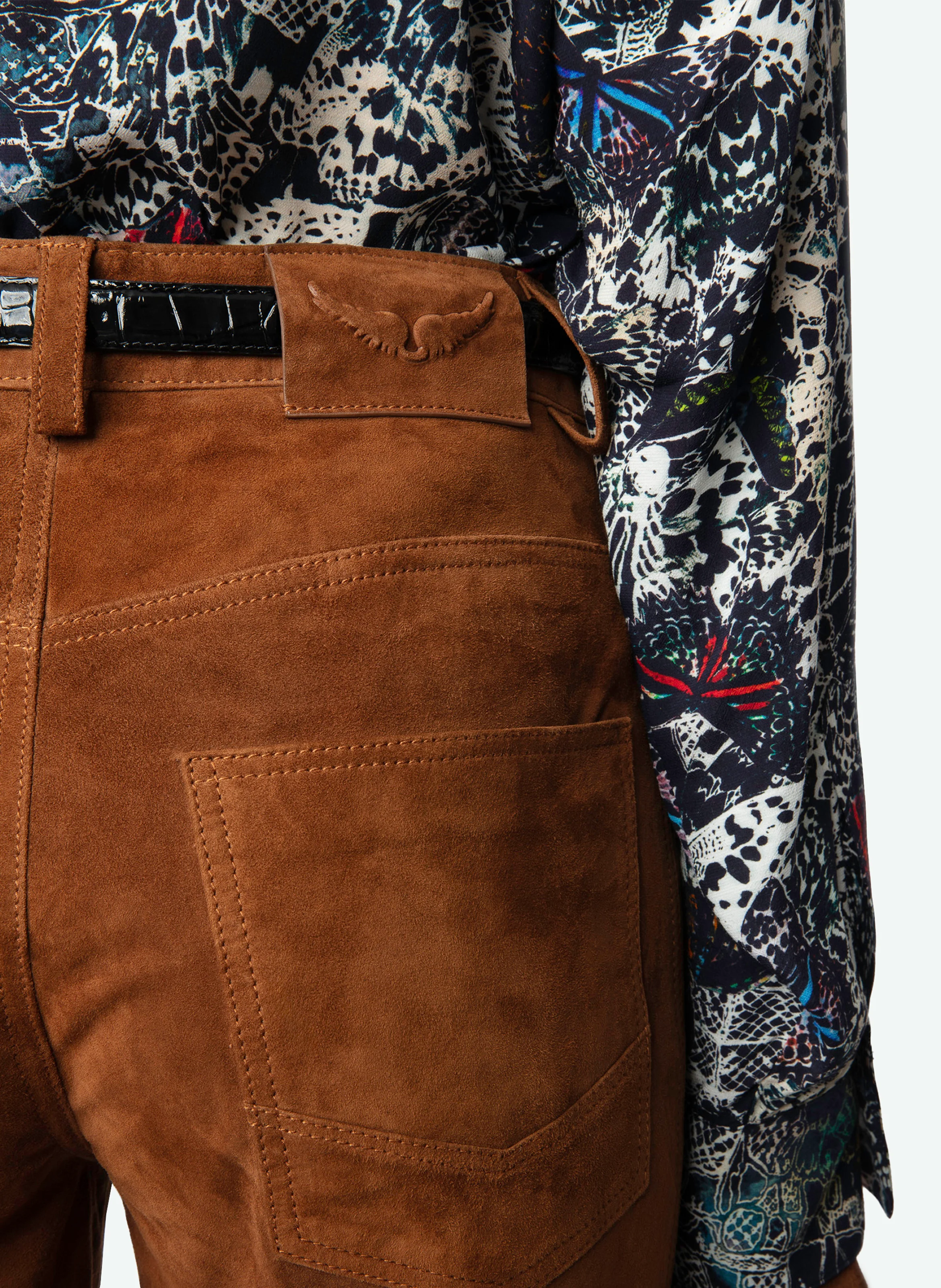 PISTOL - Pantalon droit en suédine| Marron