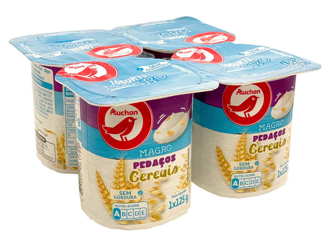 IOGURTE AUCHAN MAGRO PEDAÇOS CEREAIS 4X125G