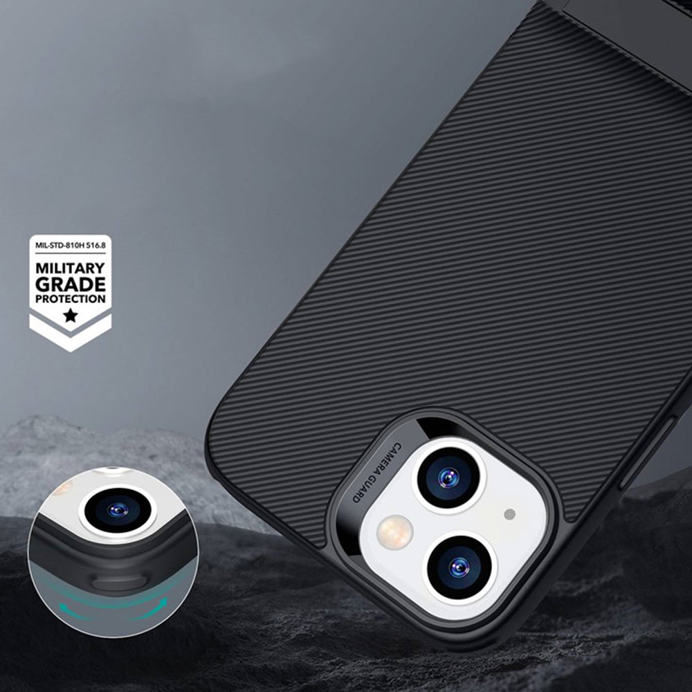 iPhone 14 Air Shield Boost Serie Hybrid Hülle TPU Bumper Acryl Rückseite Air Cushion Fallschutz   Kickstand - Schwarz