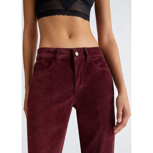 Liu Jo - Pantalón Bottom Up de terciopelo Rojo