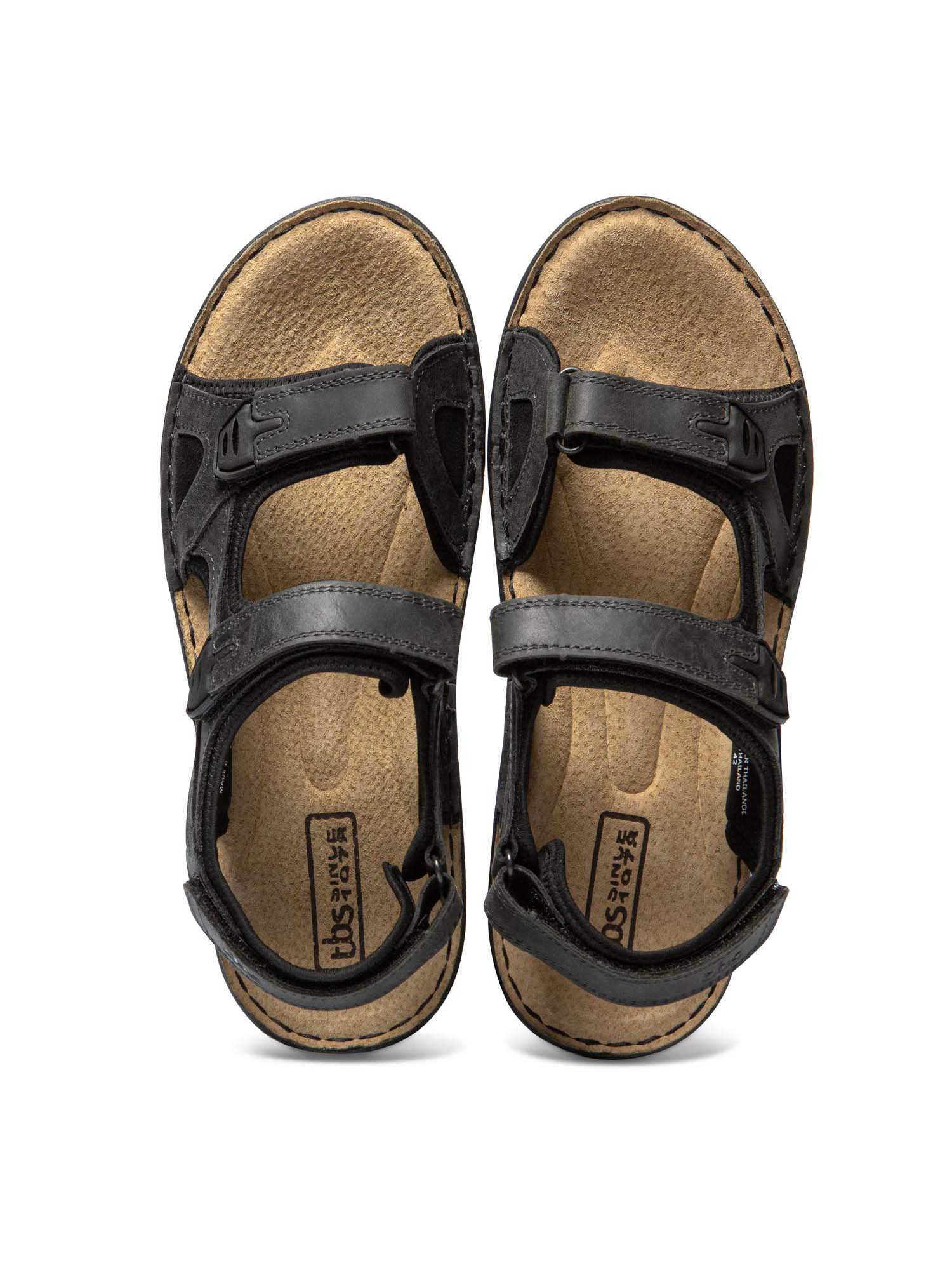 Sandales Homme Dessus Cuir Noir