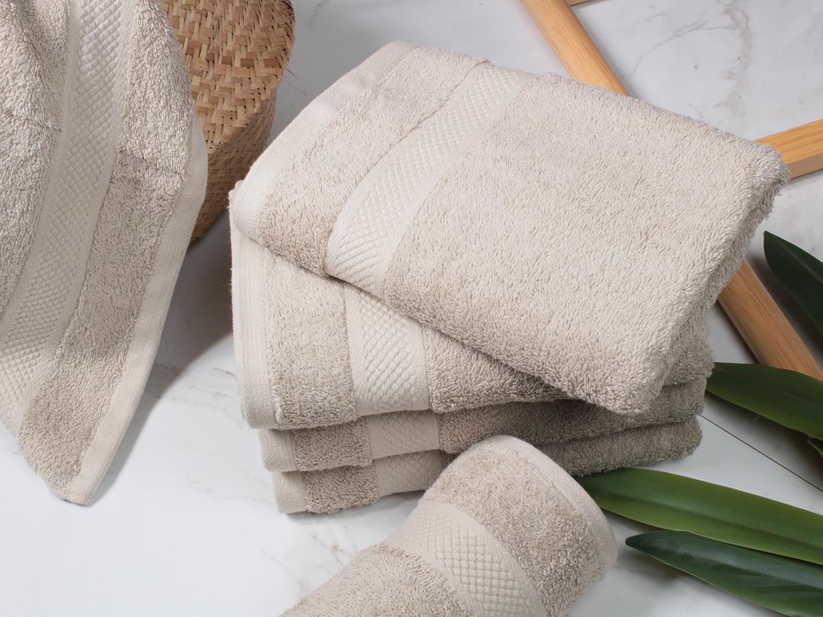 DoubleDry Hotel 16 x 21 cm set van 6 washandjes - taupe