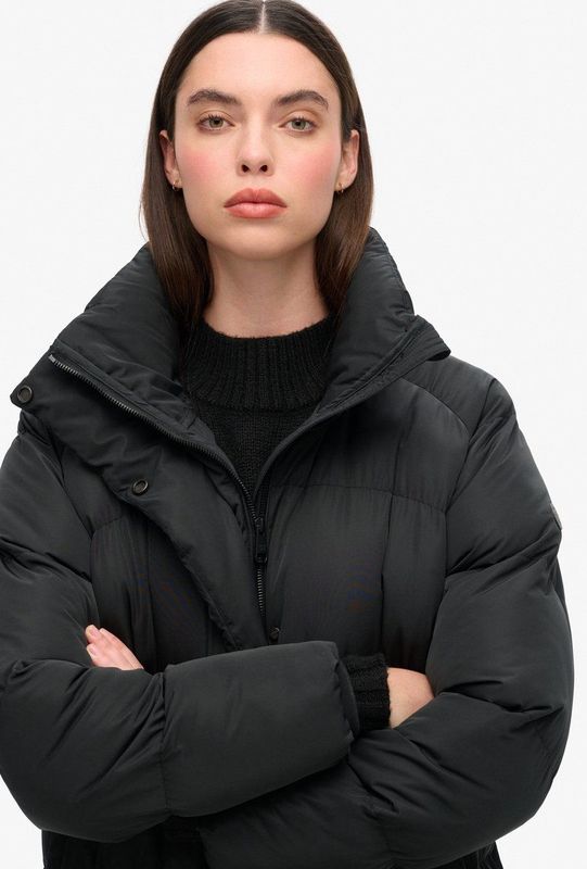 Superdry Maxi Longline Jas Zwart Vrouw