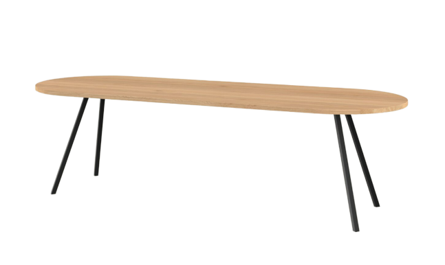 Studio HENK tafel Slim Co Plat Ovaal, zwart frame - Smart Collectie 220 x 100 cm | Eikenhout | Verjongde rand | Frame Zwart