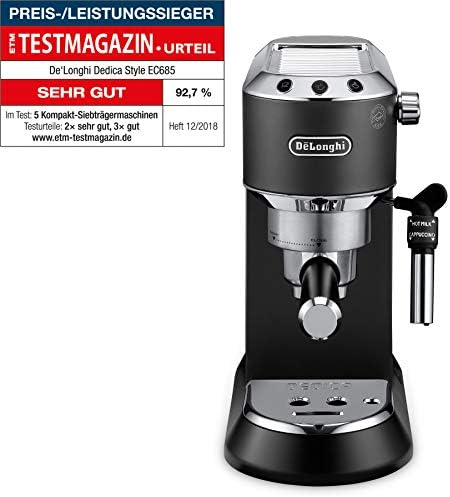 De'Longhi Dedica Style EC685.W, Machine à Café à Pompe en Acier Inoxydable Pour Café Moulu ou Dosettes, Machine à Espresso et Cappuccino, Réservoir de 1,3L, Système Anti-goutte, Blanc