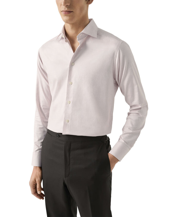 ETON Slim Fit Pink Semi Solid Cotton Tencel Lyocell Shirt Pink