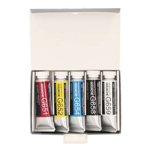 HOLBEIN Künstler Gouache Primärfarben-Set, 5 x 15 ml