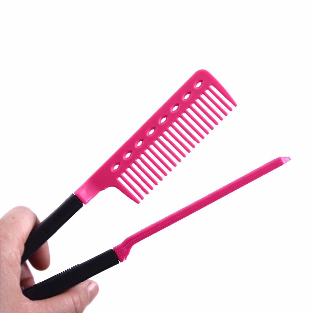 (24cm) Doppelseitiger Friseur Kamm Haar Styling Glättkamm - Pink / Schwarz