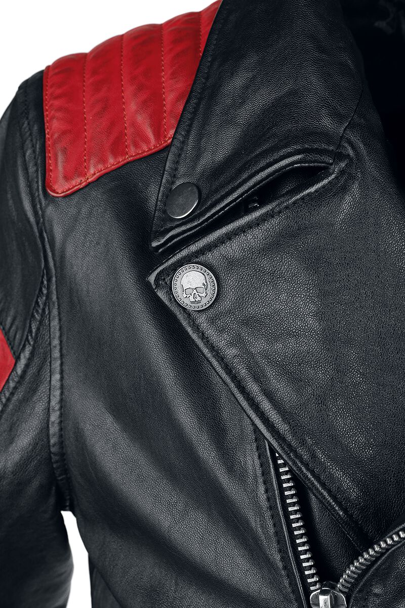 Veste En Cuir Motard Rouge/Noir | Rock Rebel by EMP Veste en cuir