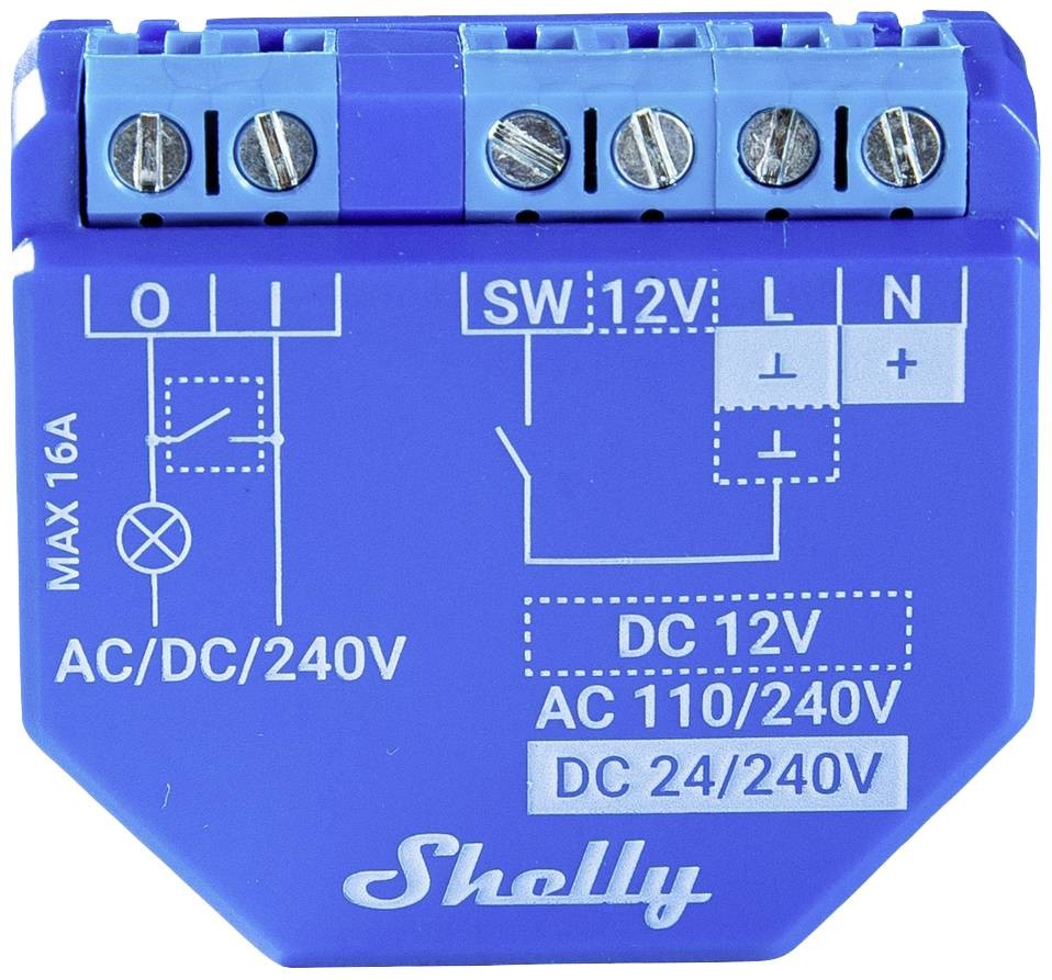 Shelly Plus 1 - WiFI relæ med potentialfrit kontaktsæt (12-48VDC/230VAC)