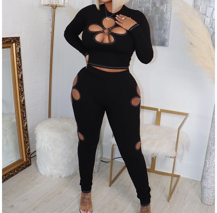 BrickBlack - Legging met bloemenuitsnijding en middelhoge taille