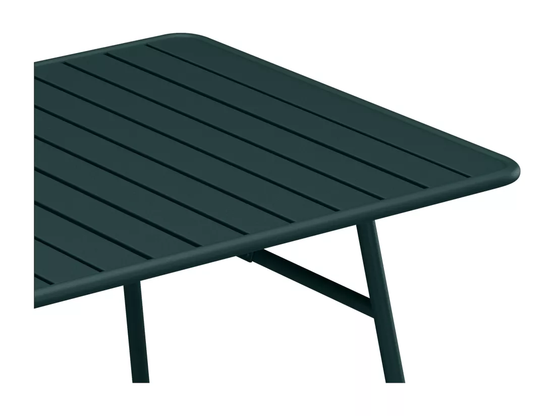 Salle à manger de jardin en métal - une table L.160 cm avec 2 fauteuils empilables et 4 chaises empilables - Vert sapin - MIRMANDE de MYLIA