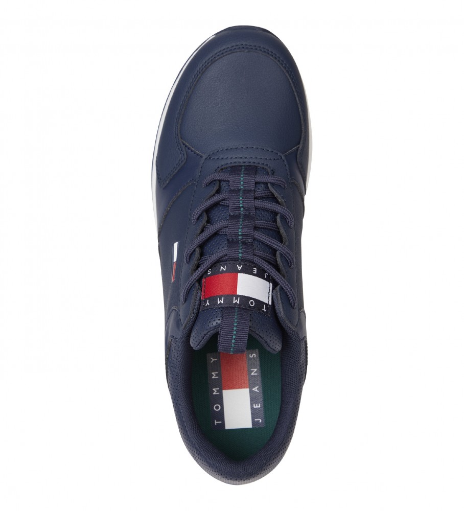 Tênis de corrida Tommy Jeans Essential Flexible em couro azul-marinho