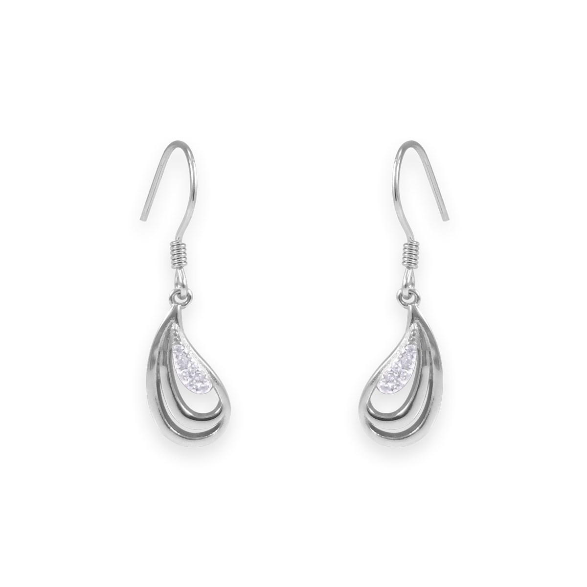 Boucles d'oreilles en argent 925 rhodié avec oxydes de zirconium