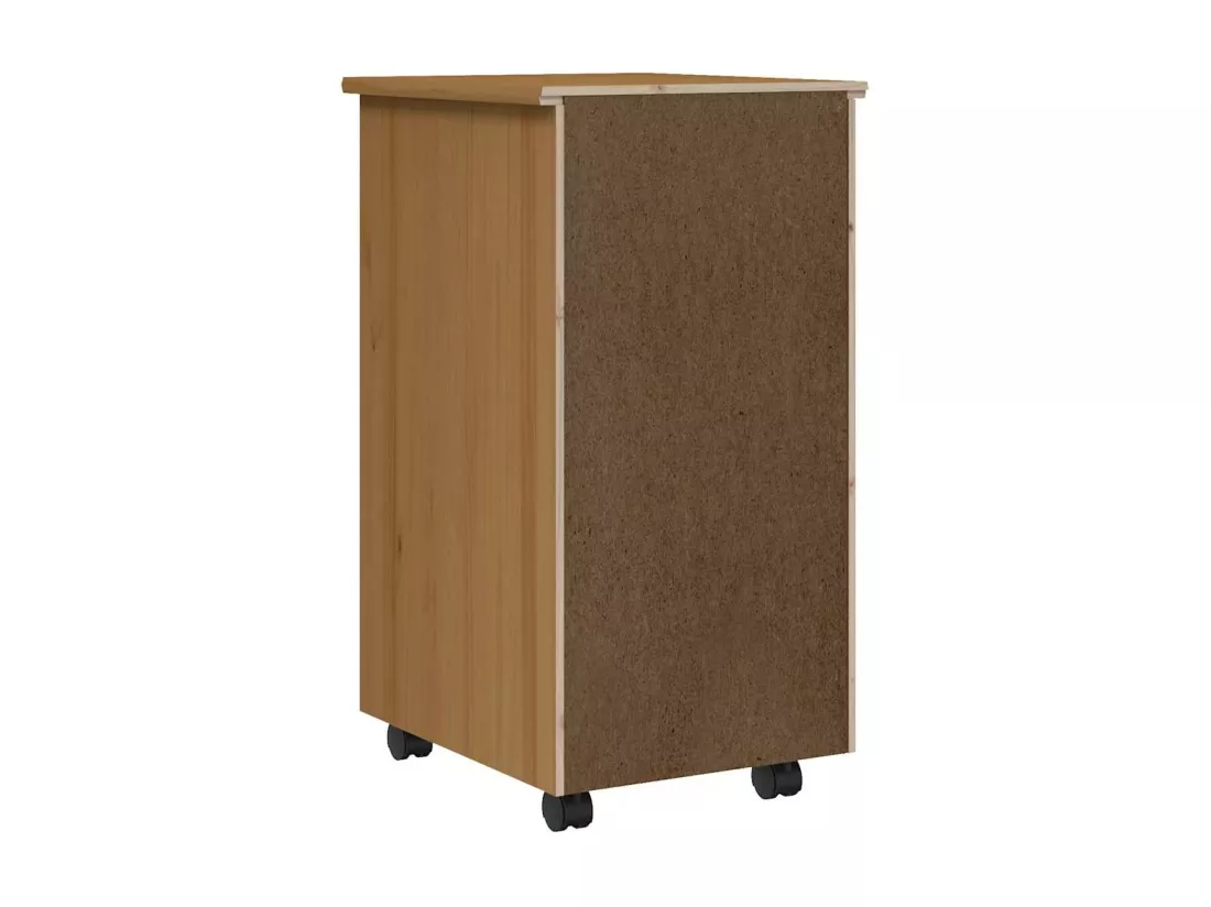 Armoire roulante avec tiroirs MOSS bois de pin marron miel