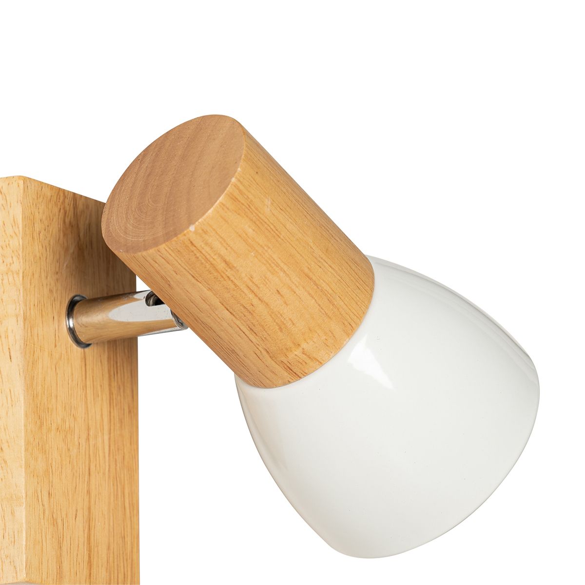 Landelijke wandlamp hout met wit verstelbaar - Thorin