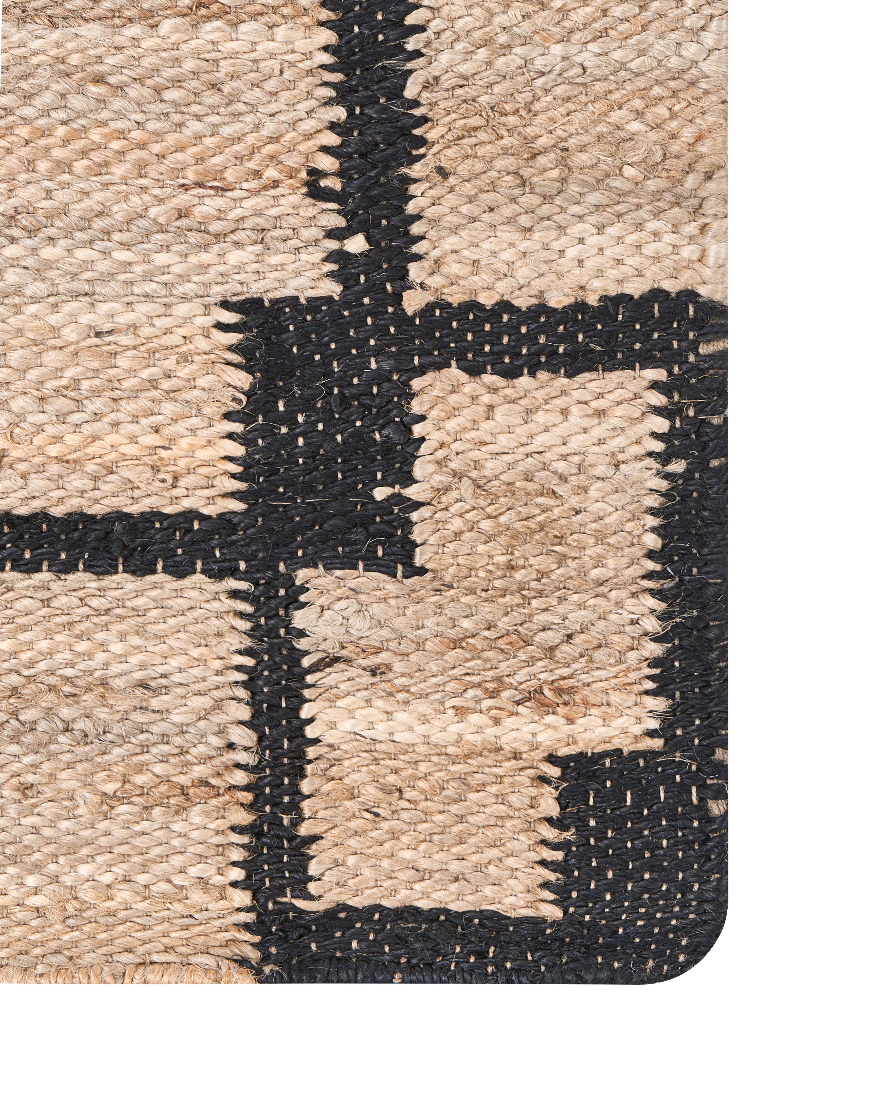 Vloerkleed GONDIA Zwart/beige 80 x 300 cm Jute