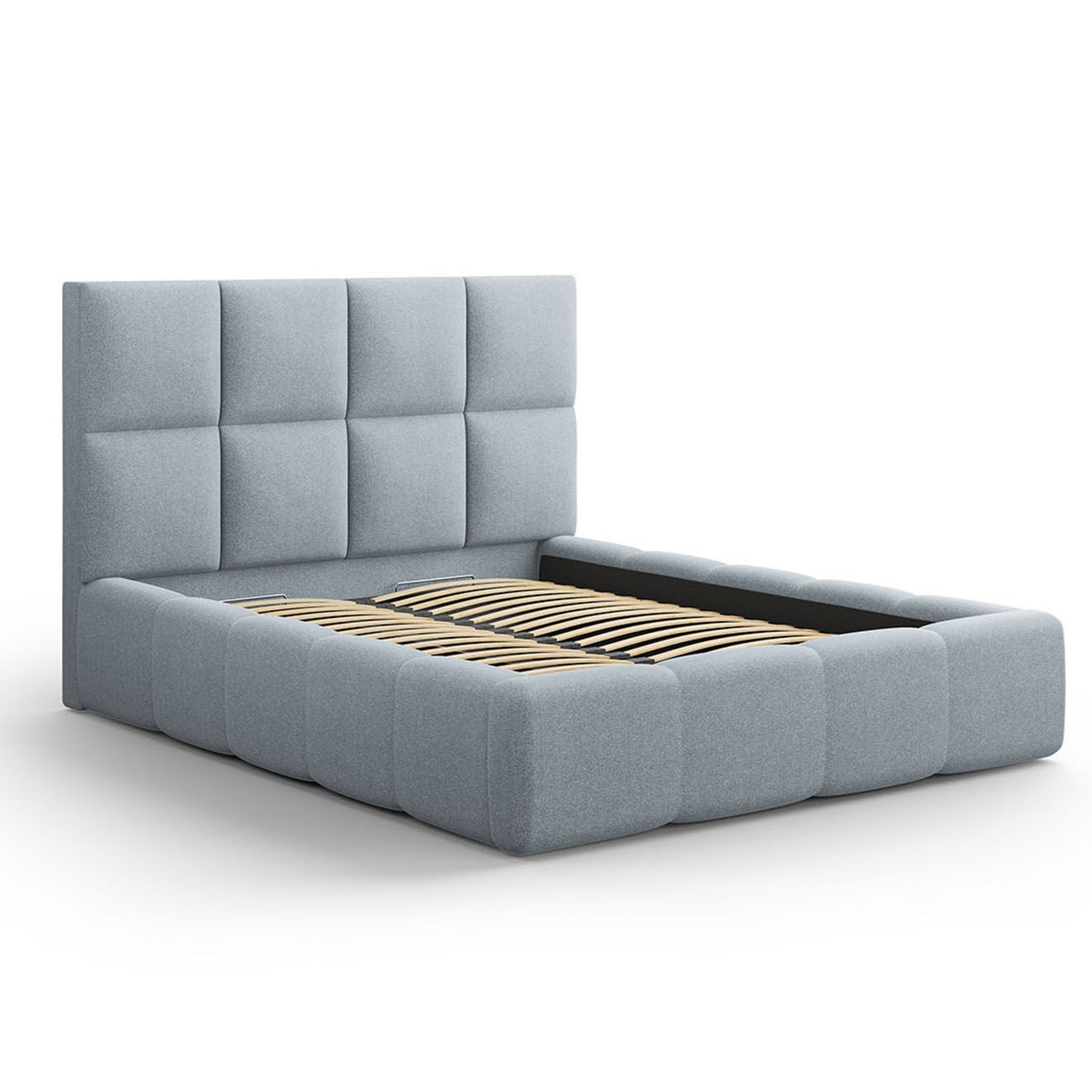 Maison Héritage Lit avec coffre de rangement Isa bleu clair - 230x205x125 cm
