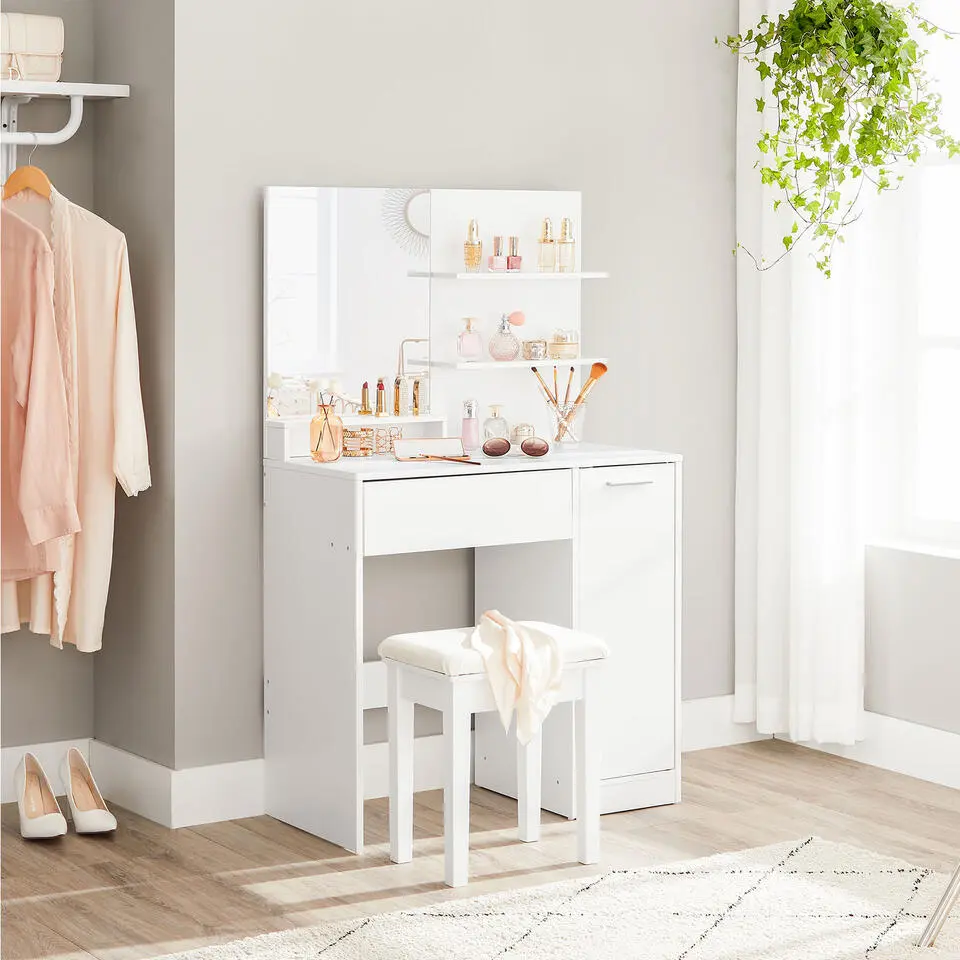 Furnihaus Kaptafel met rechthoekige spiegel en 1 lade cosmetische tafel