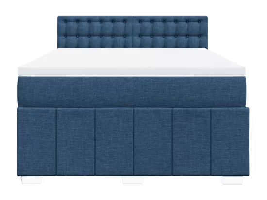 Sommier à lattes de lit avec matelas Bleu 160x200 cm Tissu