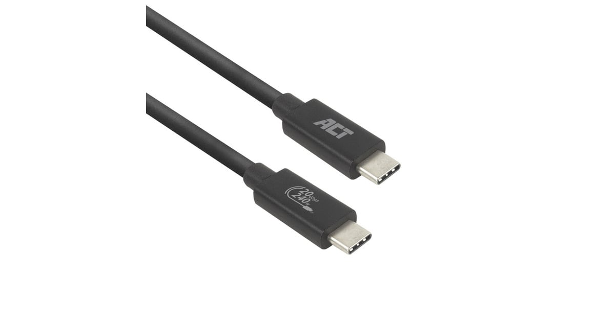 ACT ConnectivityUSB4 20Gbps 240W USB Type-C kabel, USB-IF gecertificeerd, 2 meter  (Zwart)