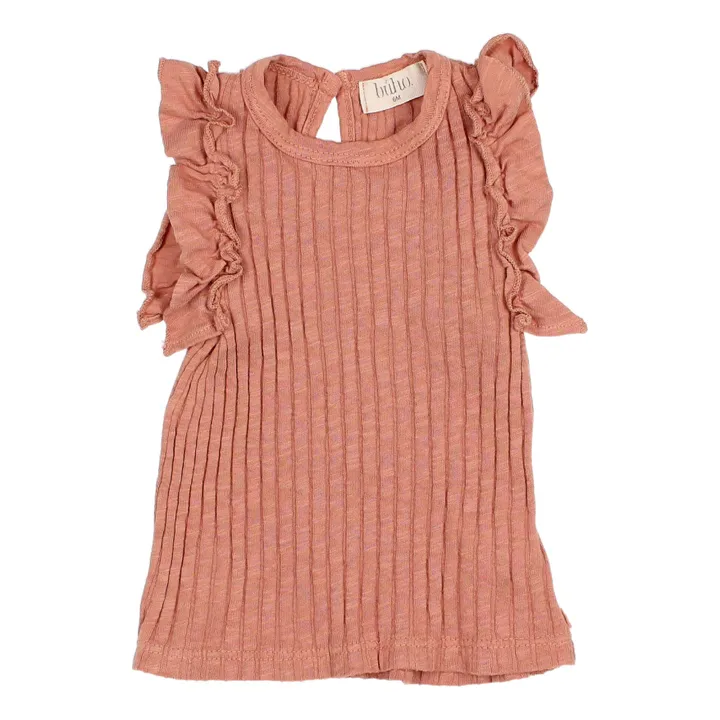 Búho Top Coton Bio Côtelé à Volants Bébé | Terracotta