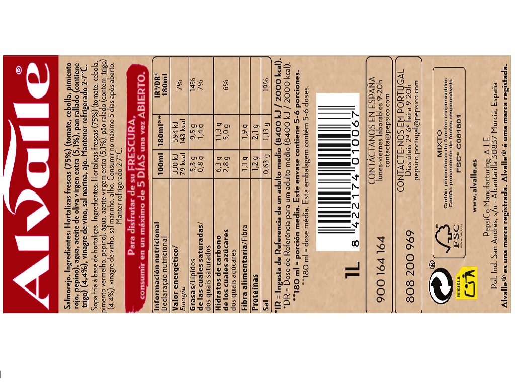 GASPACHO ALVALLE SALMOREJO 1L