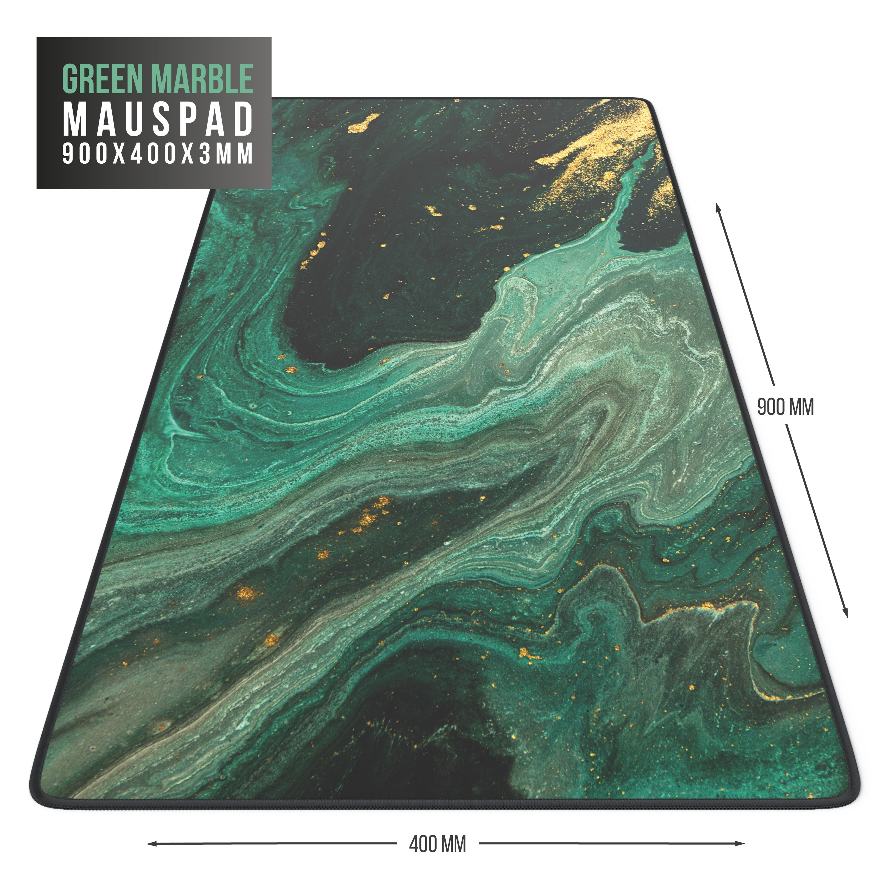 CSL Gaming Mauspad, XXL, Mousepad, 900 x 400 x 3 mm, Tischunterlage, abwaschbar, grün gold
