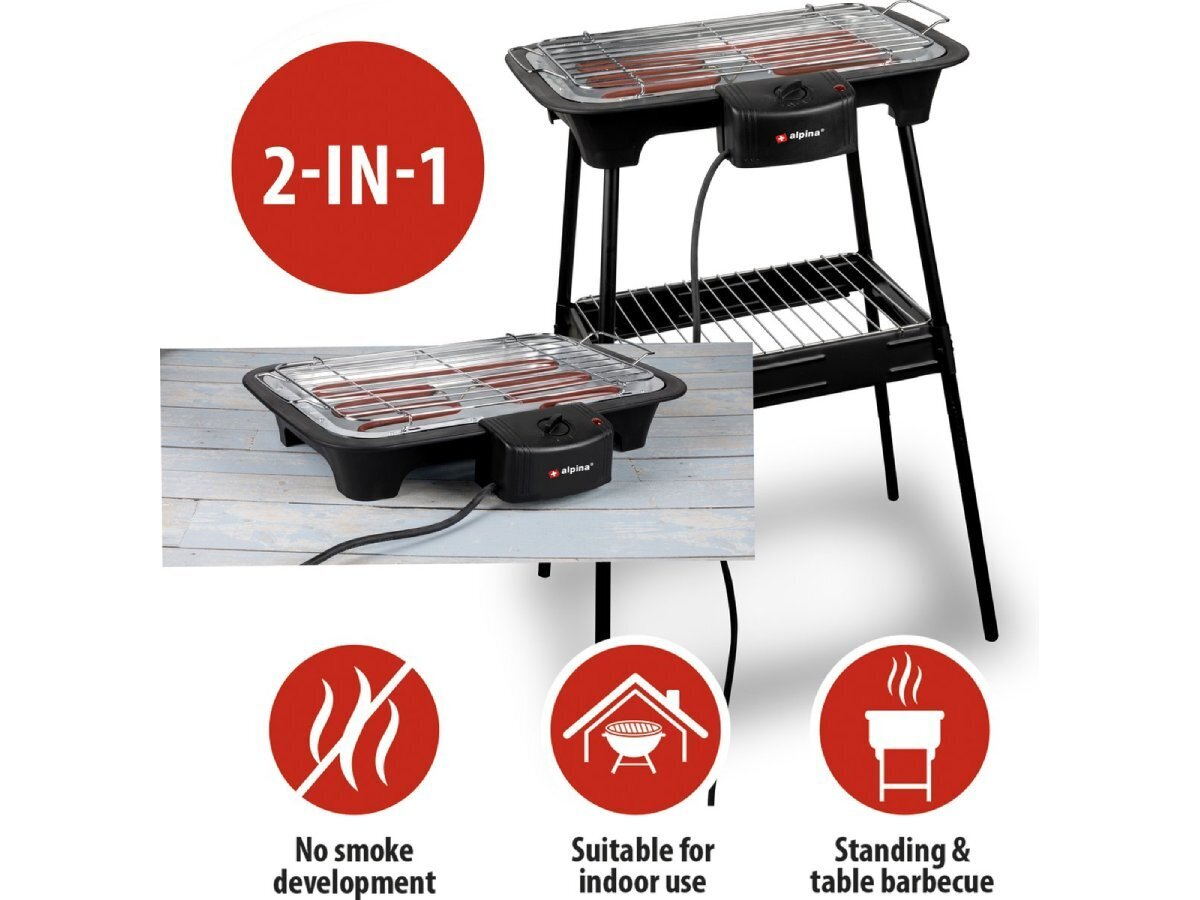 Alpina 2000W 2-in-1 elektrische barbecue