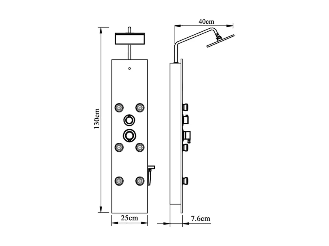 Panneau de douche pomme argenté 25 x 47.5 x 130 cm 02_0003437