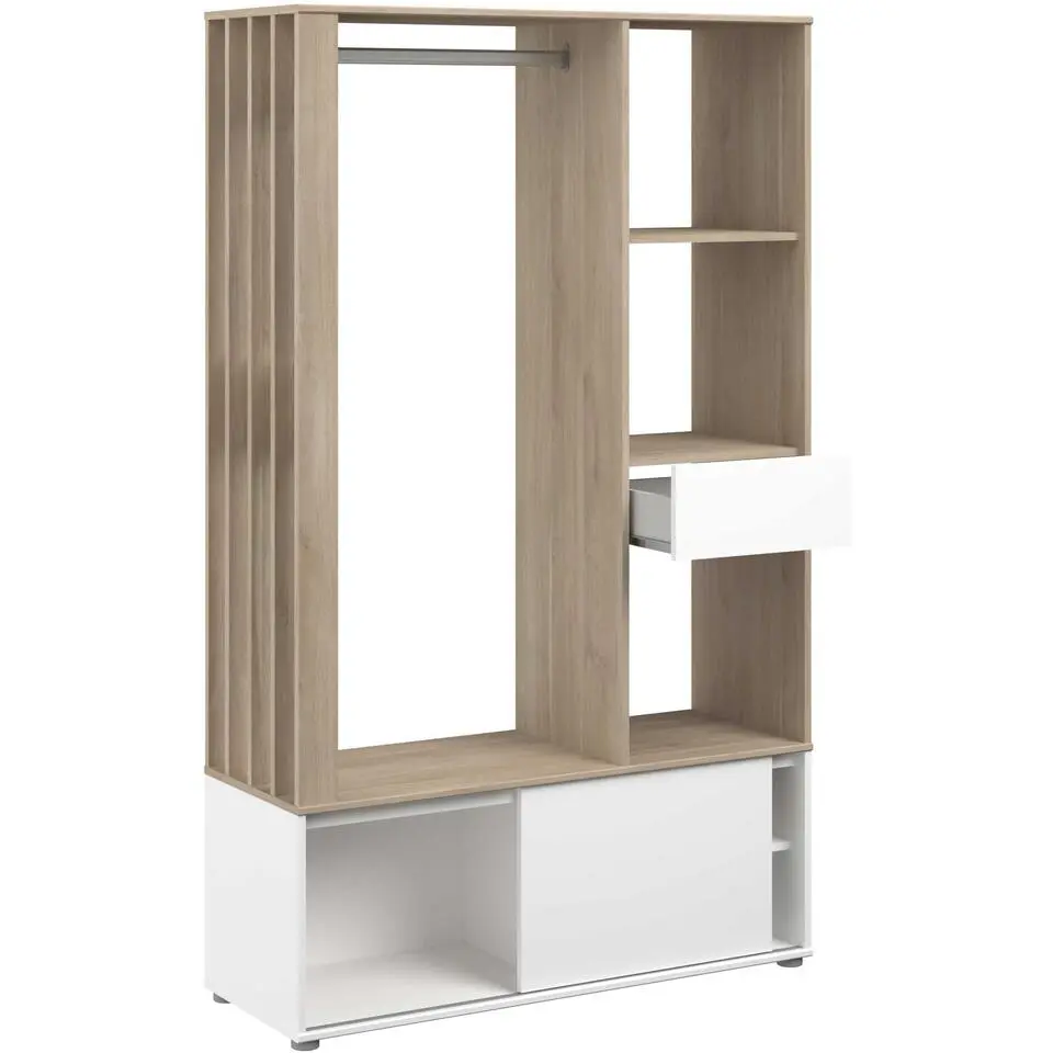 Garderobe Ghislain 1 deur & 1 lade - Japanse eik/wit