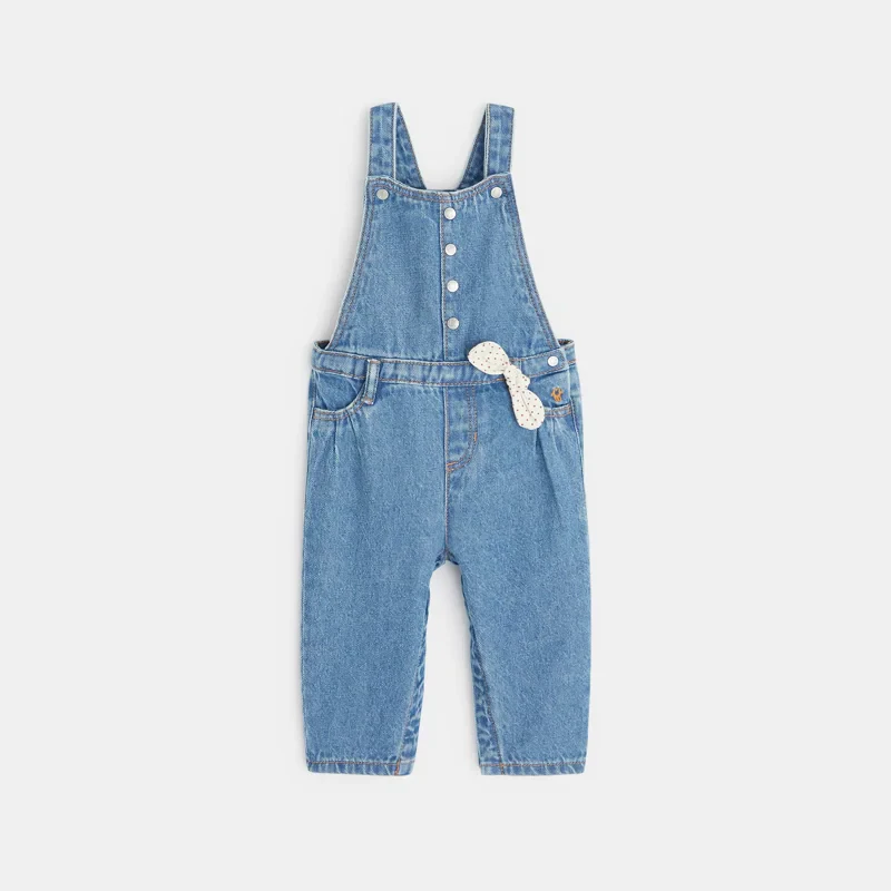 Salopette longue boyfriend denim bleue bébé fille Bleu
