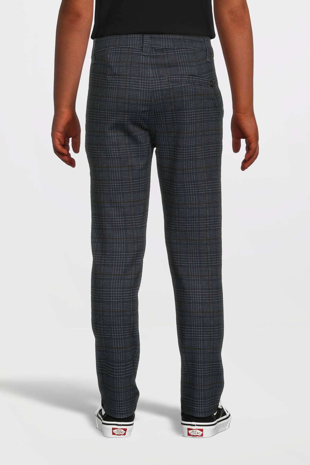 NAME IT geruite slim fit broek NKMSILAS antraciet