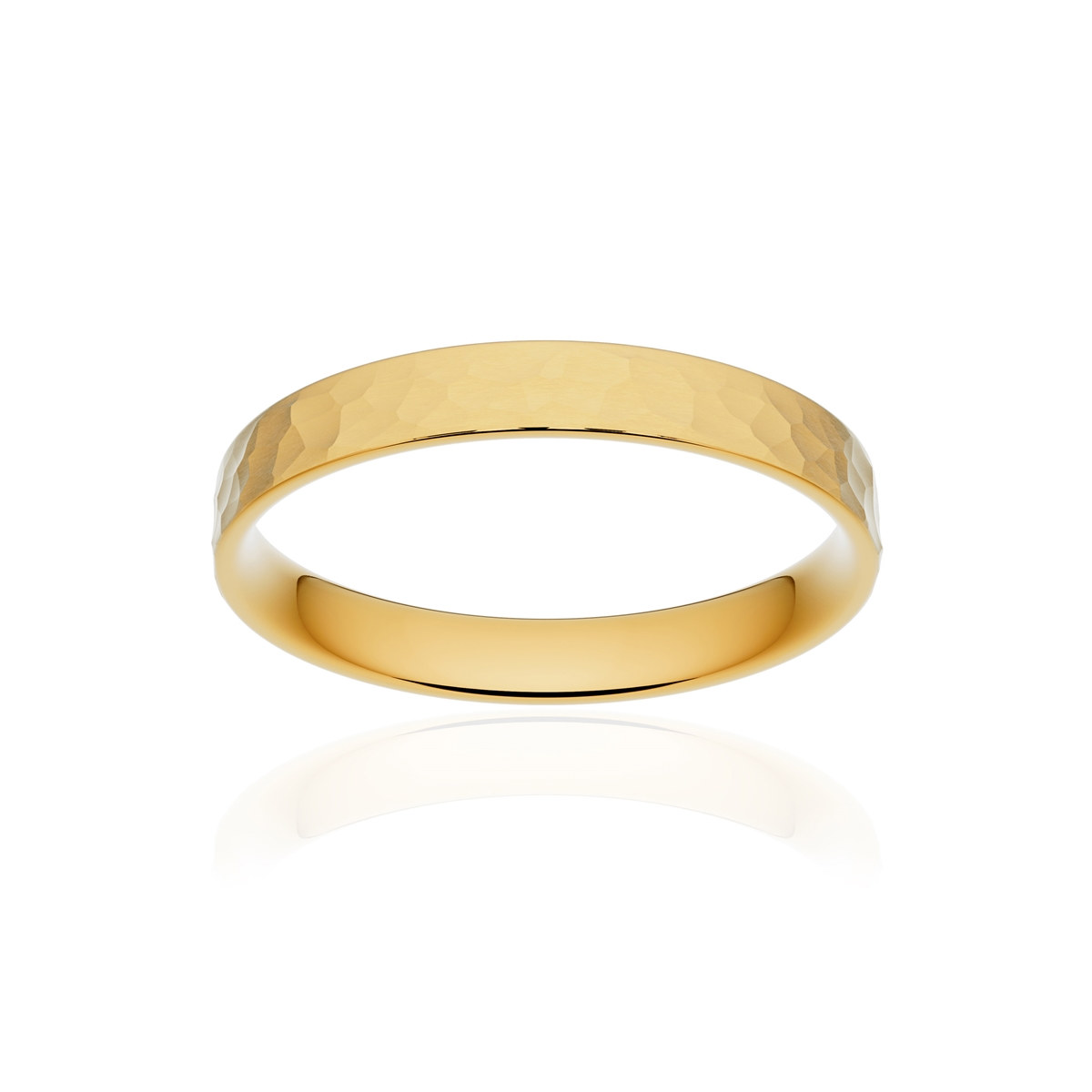 Alliance or 375 jaune martelé ruban plat confort 3mm