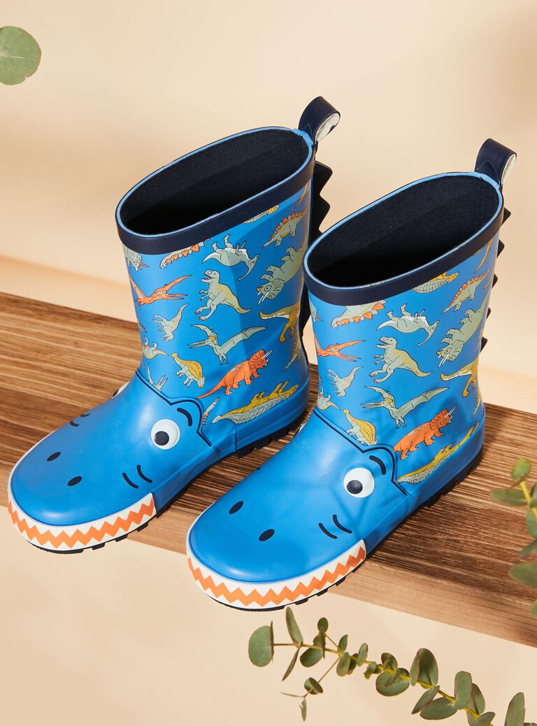 Bottes de pluie bleues à imprimé dinosaures