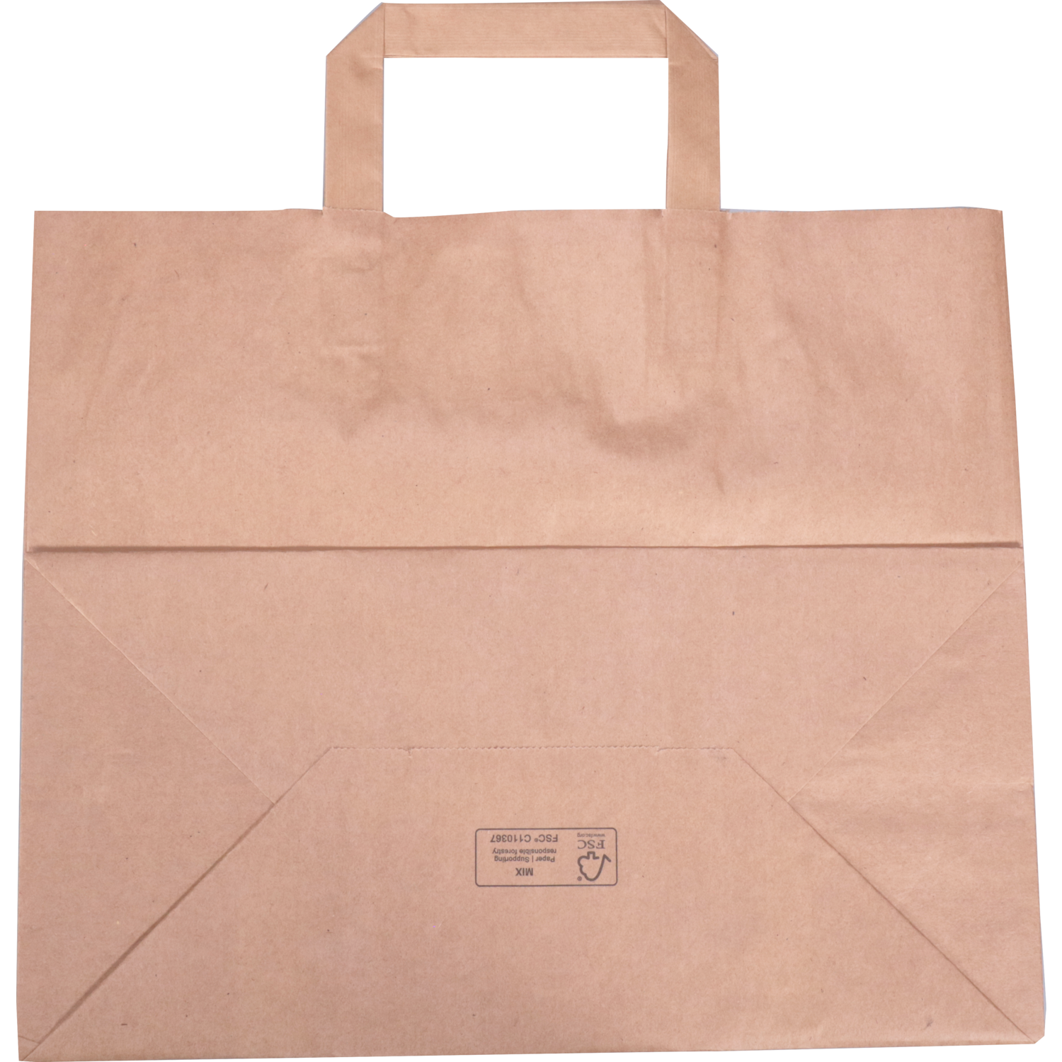 Tas, Papier, platte handgreep, 32x 16x27cm, draagtas, bruin